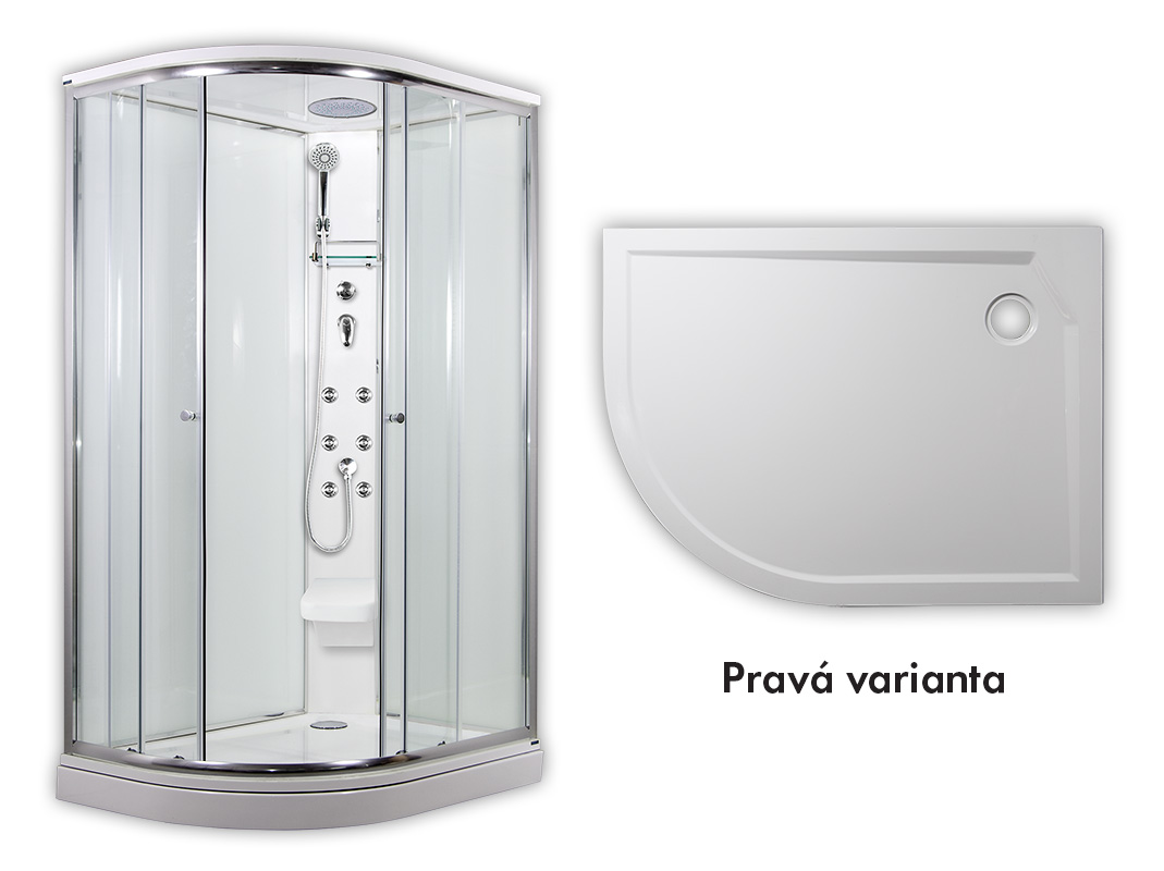 ARTTEC SIRIUS 120 x 90 cm - Masážní sprchový box model 5 čiré sklo pravá vanička (PAN01273)