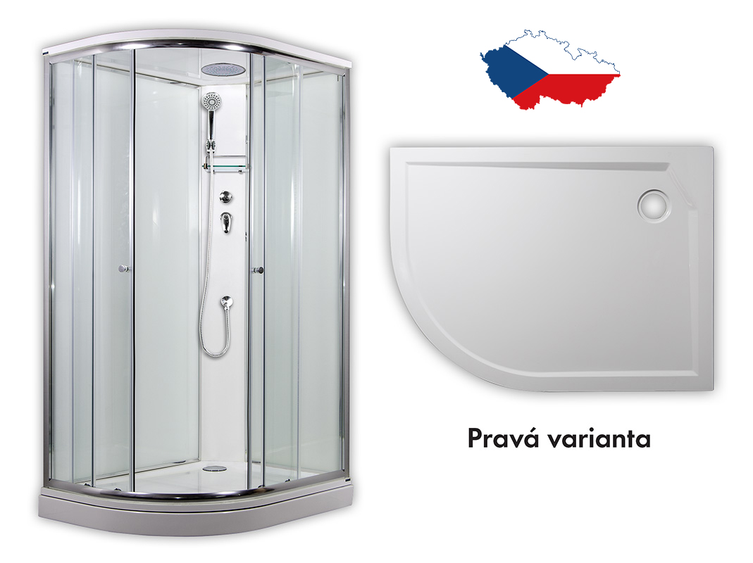 ARTTEC SIRIUS 120 x 90 cm - Sprchový box model 1 Strop čiré sklo pravá vanička (PAN04519)