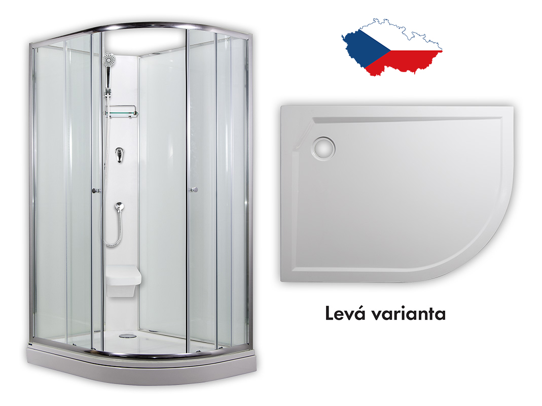 ARTTEC SIRIUS 120 x 90 cm - Sprchový box model 2 chinchilla sklo levá vanička (PAN04553)