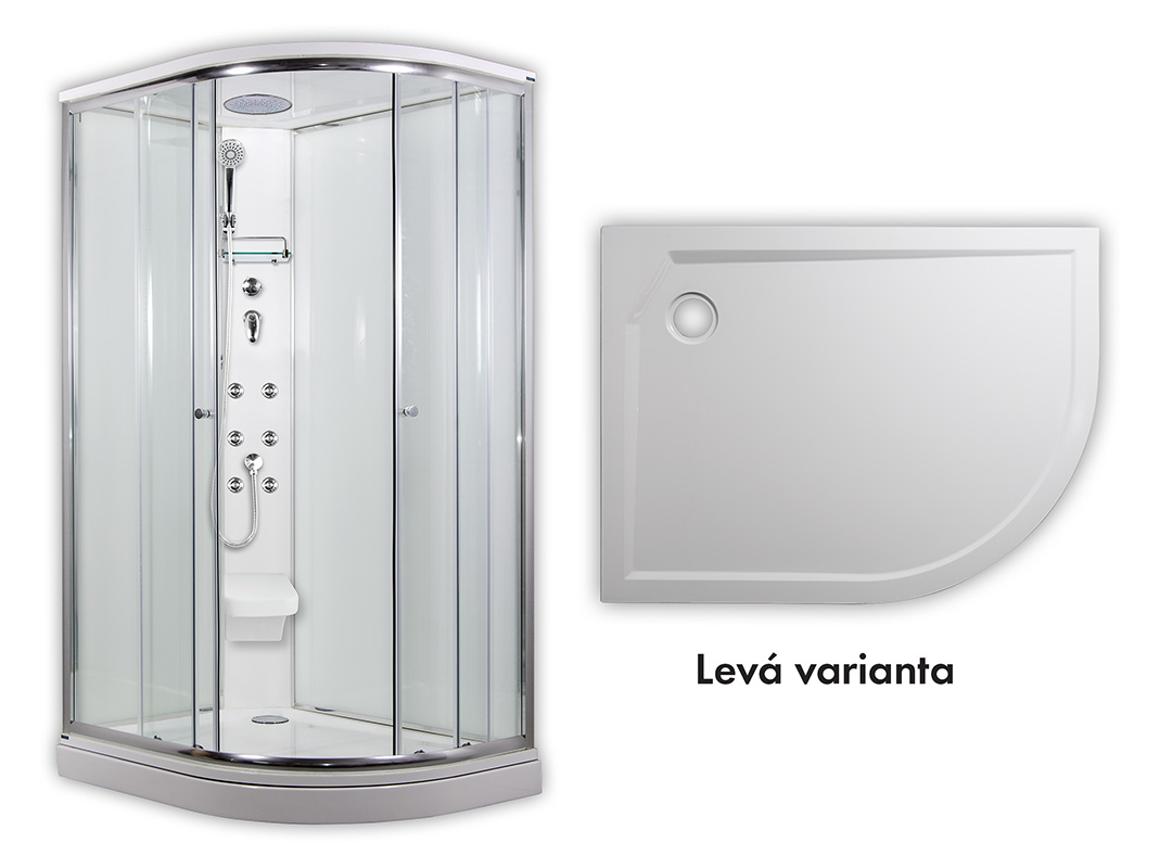 ARTTEC SIRIUS 120 x 90 cm - Masážní sprchový box model 5 chinchilla sklo levá vanička (PAN04557)