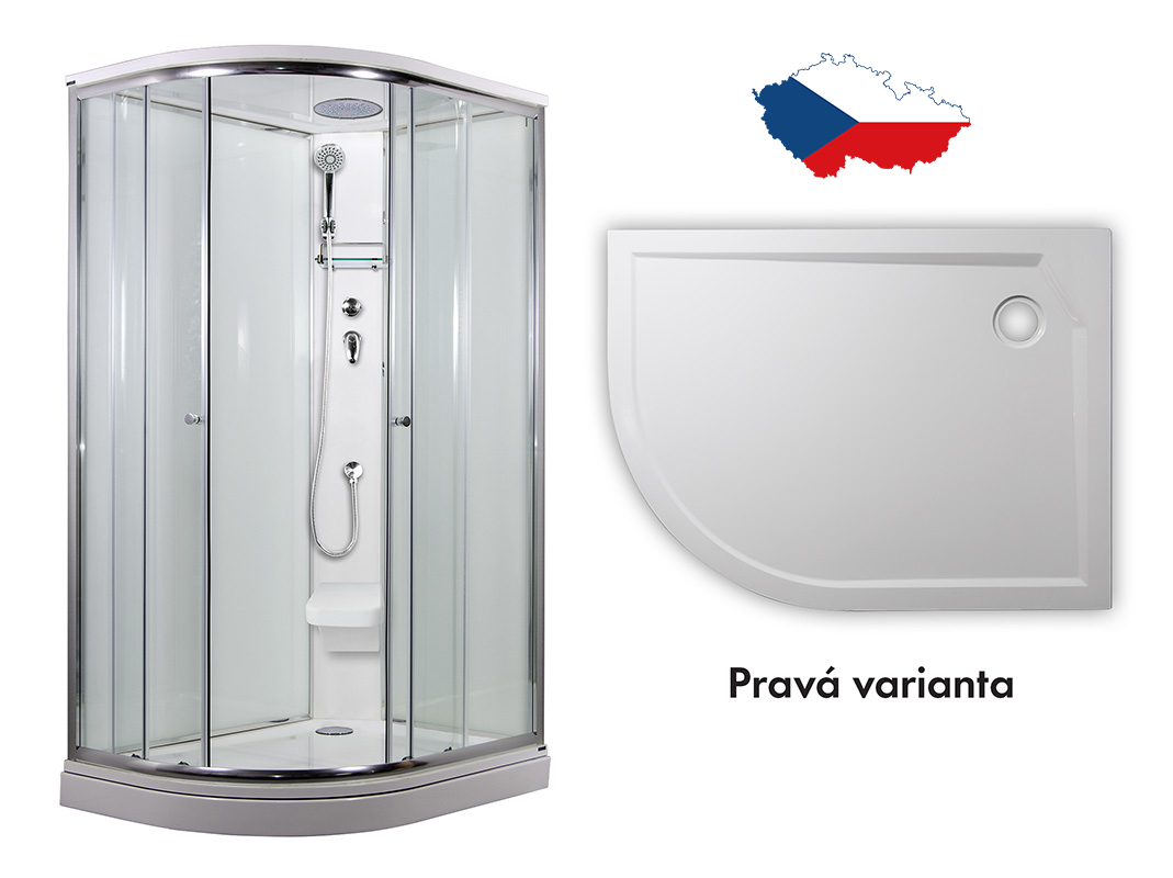 ARTTEC SIRIUS 120 x 90 cm - Sprchový box model 2 Strop chinchilla sklo pravá vanička (PAN04562)