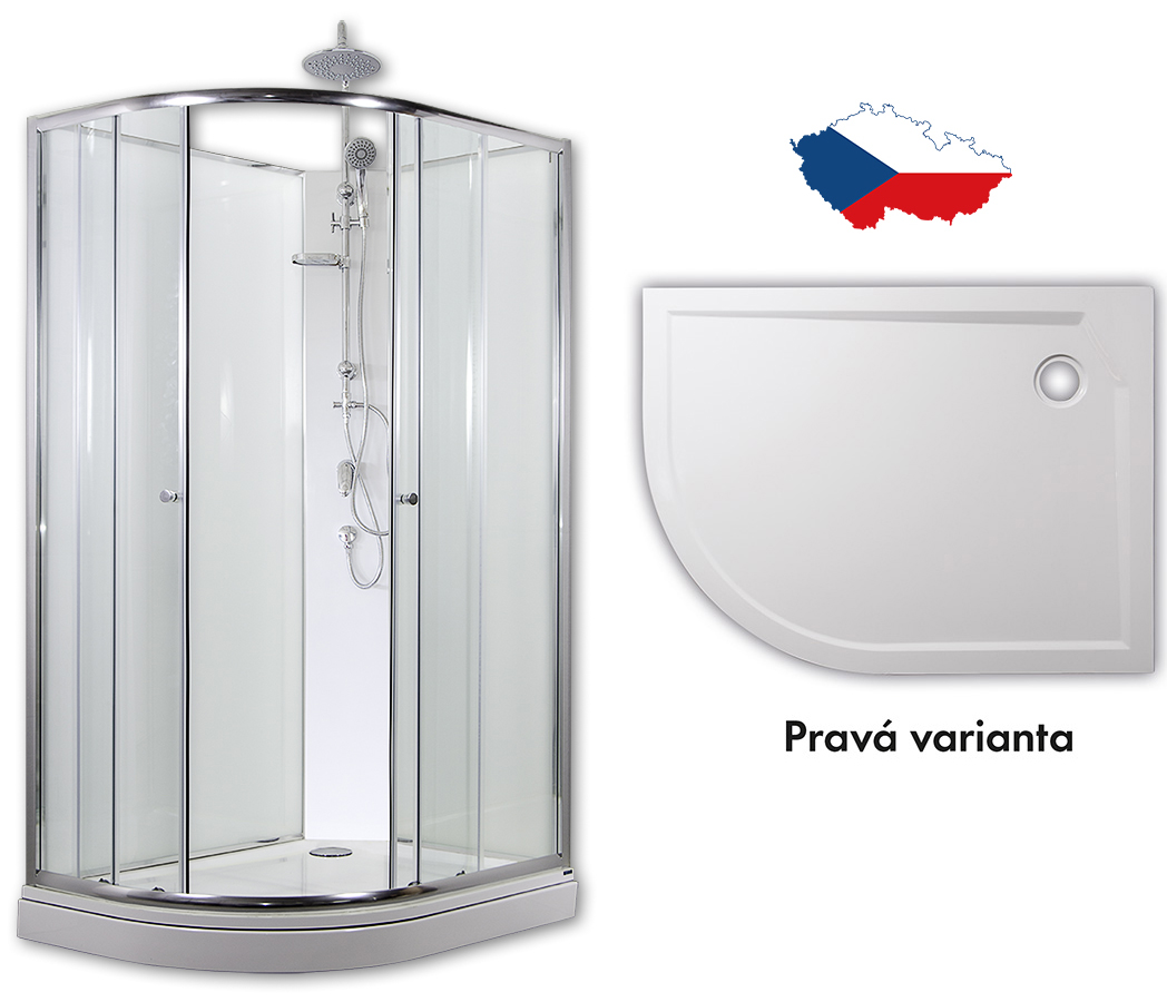 ARTTEC SIRIUS 120 x 90 cm - Sprchový box model 1 čiré sklo + sprchový set pravá vanička (PAN04569)