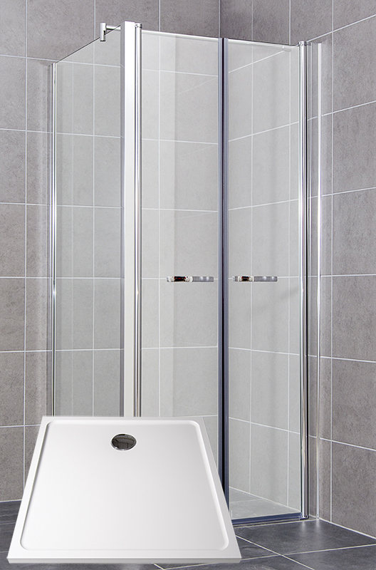 ARTTEC Sprchový kout rohový COMFORT A 9 grape sklo 90 x 90 x 198 cm s vaničkou z litého mramoru POLARIS