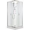 Masážní sprchový box SMARAGD model 4 čtverec s vaničkou z litého mramoru a masážními tryskami, matné chinchila sklo