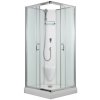 Sprchový box SMARAGD model 2 čtverec s vaničkou z litého mramoru a sedátkem, čiré sklo