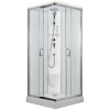 Sprchový box SMARAGD model 3 čtverec s vaničkou z litého mramoru, sedátkem, poličkou a stropem s horní sprchou, čiré sklo