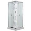 Sprchový box SMARAGD model 2 čtverec s vaničkou z litého mramoru, sedátkem a stropem s horní sprchou, čiré sklo