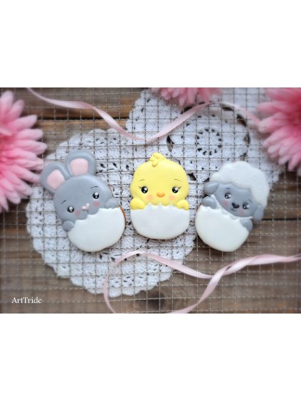 Vykrajovátka zajíček, kuřátko a ovečka ve vajíčku