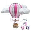 Horkovzdušný balon v oblacích - růžový/fialový - papírový model
