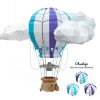 Horkovzdušný balon v oblacích - modrý/fialový - papírový model
