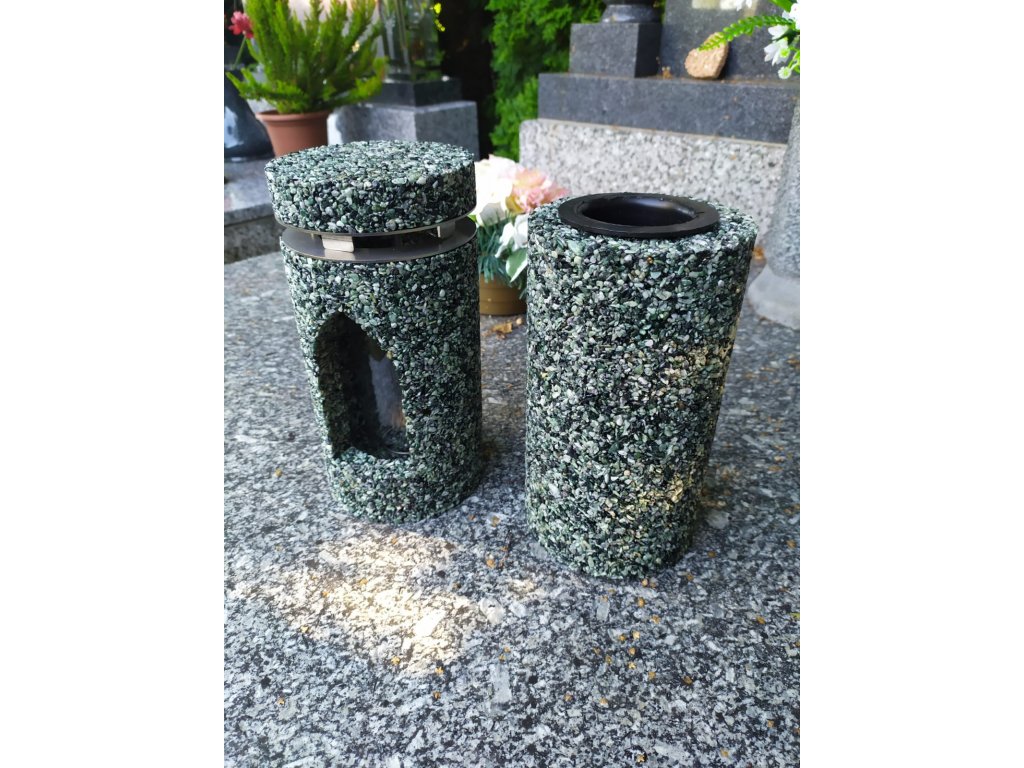 Set hřbitovní svítilna a váza Green Olive Hapiness