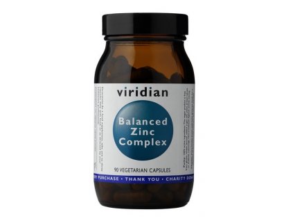 Zinek na vlasy a nehty vegan doplňky stravy viridian Balanced Zinc Complex 90 kapslí