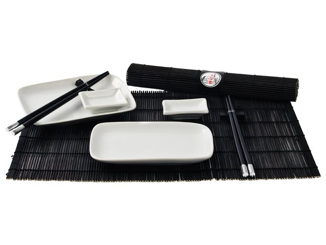 Levně HS Servírovací set na sushi pro dva černá 10 ks
