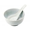 Miska se lžičkou z rýžového porcelánu 11 cm (bílá)