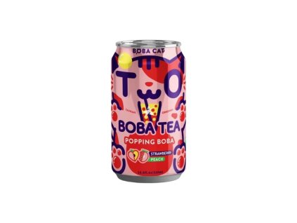 Boba Cat Peach Strawberry Popping Boba Bubble Tea 320ml TWN