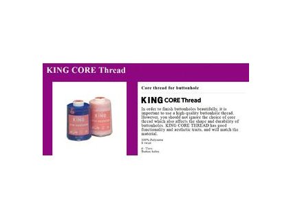 Šicí nitě King Core 500 m pro knoflík. dírky- červená -Polyester