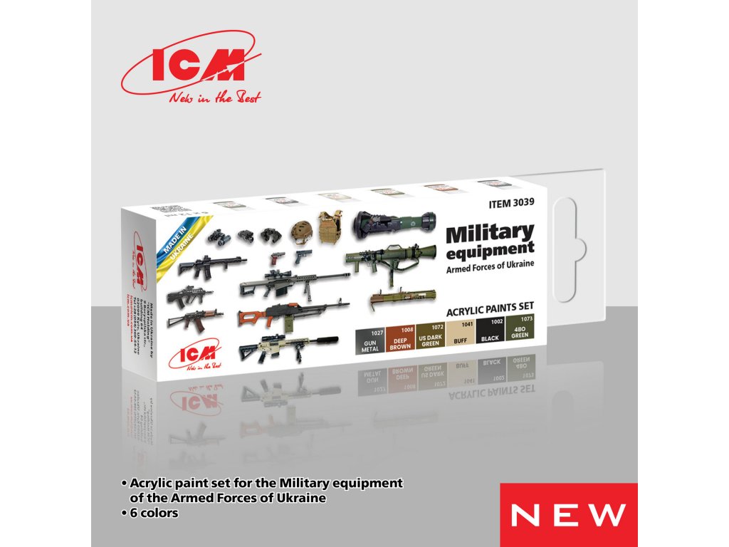 ICM Military equipment of the Armed Forces of Ukraine - acrylic paint set 
6 bottles х 12 ml