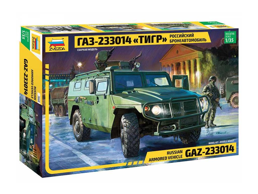 Model Kit military 3668 - Russian Armored Vehicle GAZ "Tiger" (1:35)