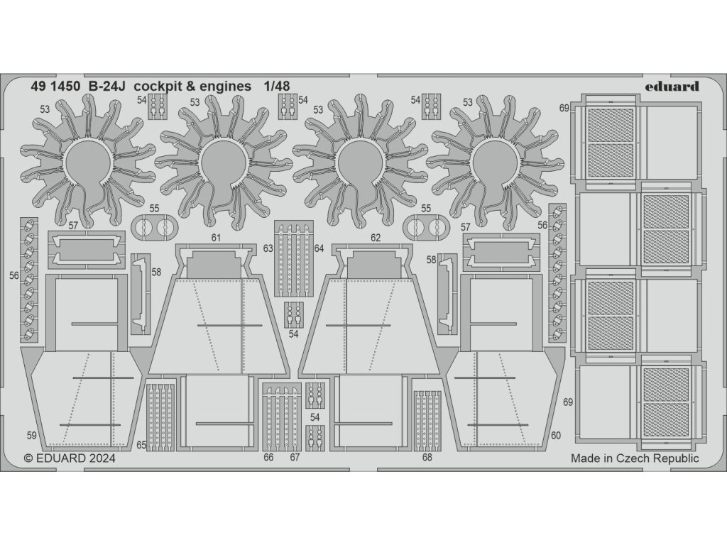 B-24J cockpit & engines 1/48 recommended for HOBBY BOSS