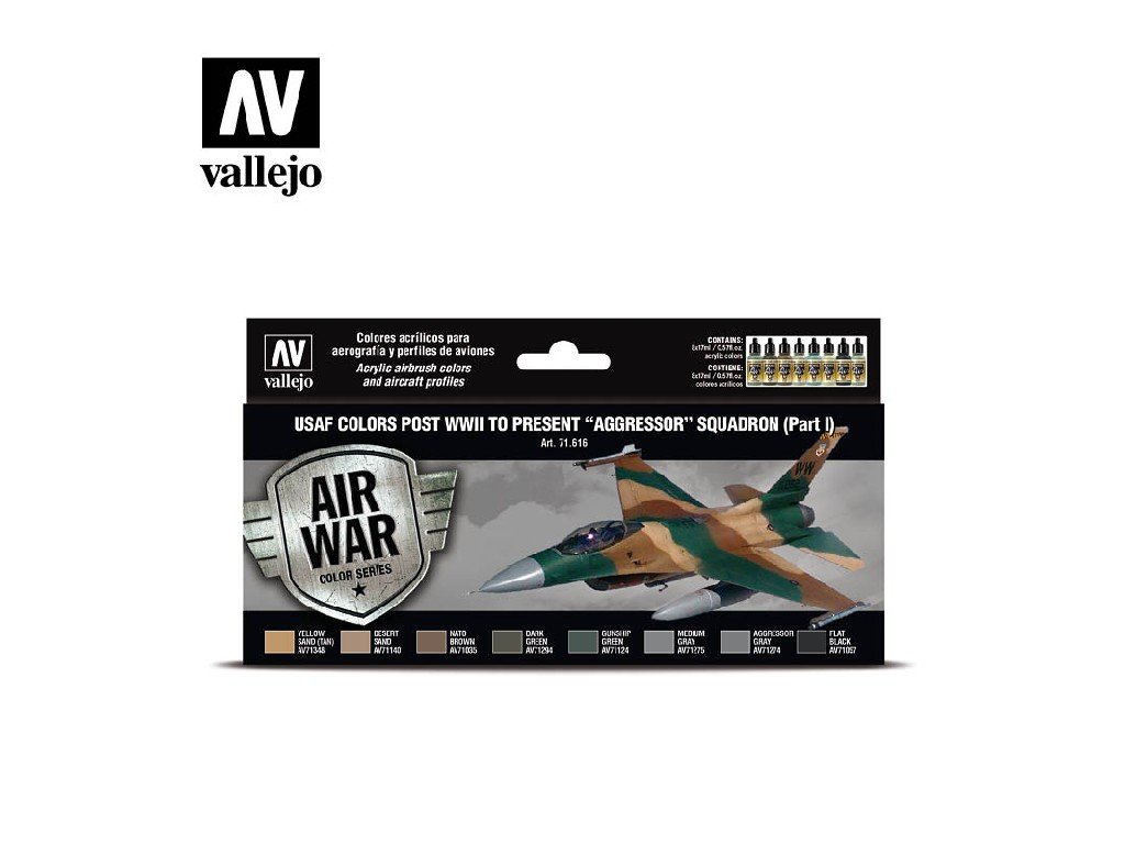 Sada akrylových barev pro Airbrush Vallejo Model Air 8 color set 71616 USAF colors post WWII to pres