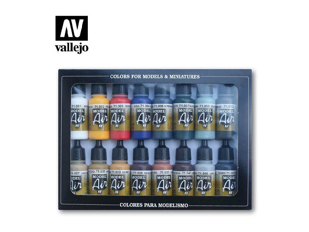 Vallejo Model Air 71178 Basic Colors 16 colors set (18 ml)