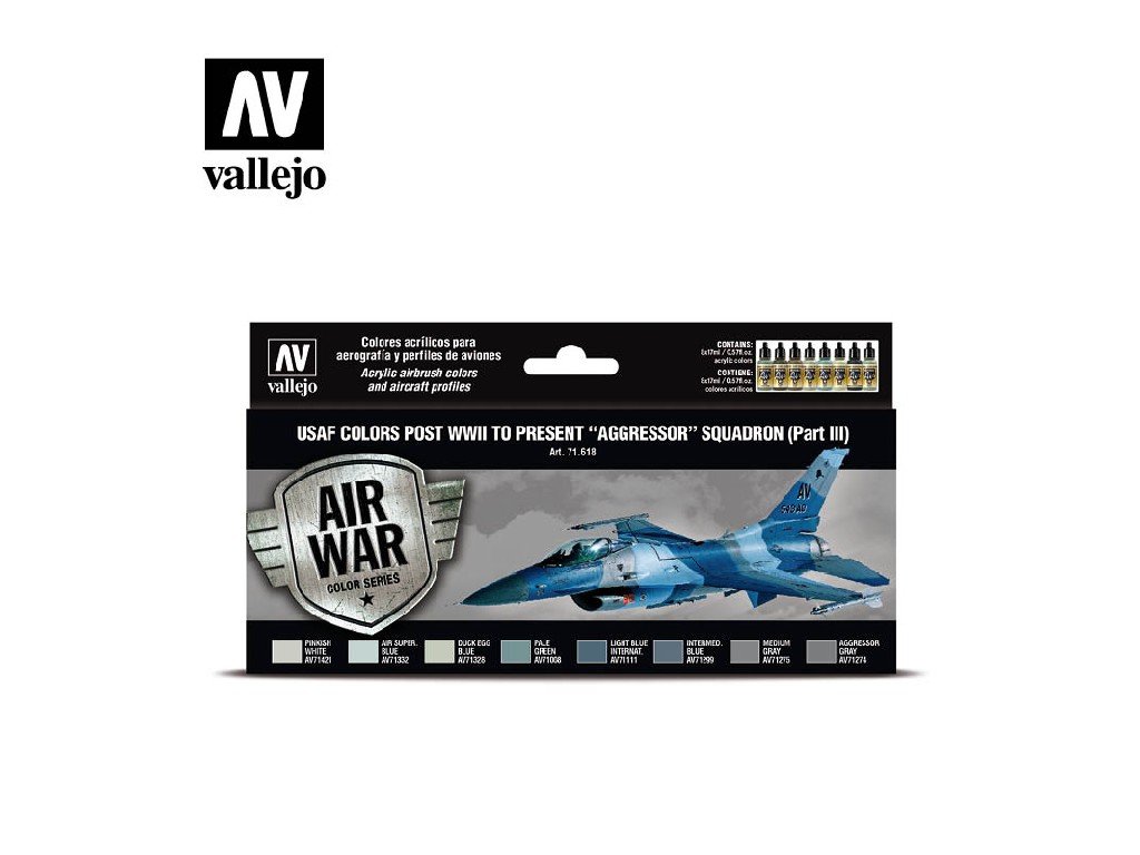 Sada akrylových barev pro Airbrush Vallejo Model Air 8 color set 71618 USAF colors post WWII to pres