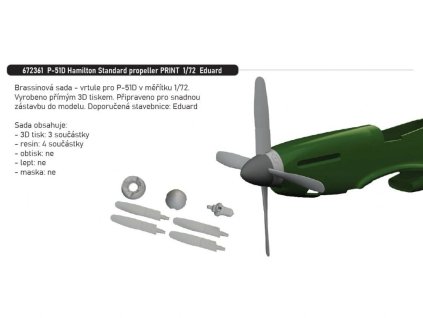 P-51D Hamilton Standard propeller PRINT 1/72 recommended for EDUARD