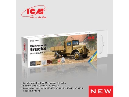 19472 icm wehrmacht trucks acrylic paint set 6 bottles kh 12 ml