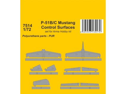 20045 1 72 p 51b c mustang control surfaces for arma hobby kit