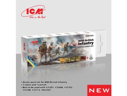 ICM WWI British infantry - acrylic paint set 
6 bottles х 12 ml