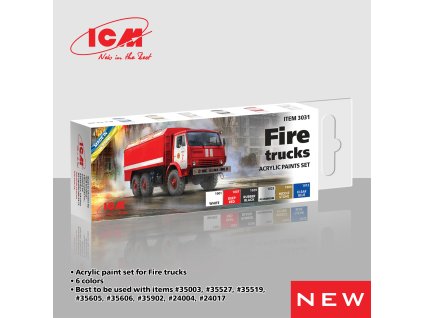 22040 icm fire trucks acrylic paint set 6 bottles kh 12 ml