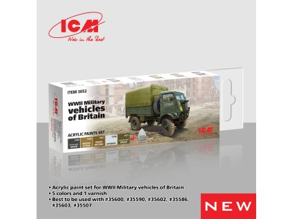 ICM WWII Military vehicles of Britain - acrylic paint set 
6 bottles х 12 ml