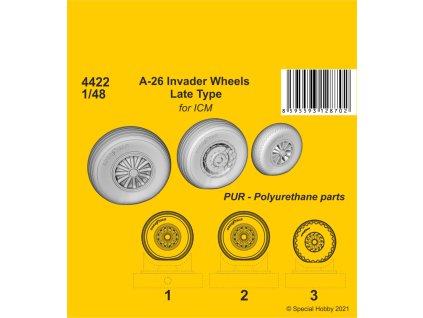 1/48 A-26 Invader Wheels Late Type / for ICM kit