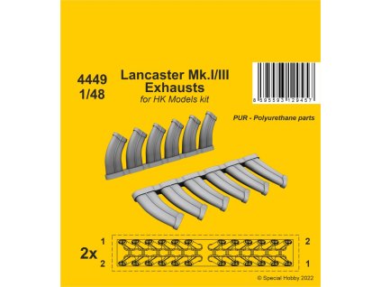 1/48 Lancaster Mk.I/III Exhausts 1/48 / for HK Models kit