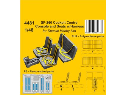 1/48 SF-260 Cockpit Centre Console and Seats w/Harness / for SH kits