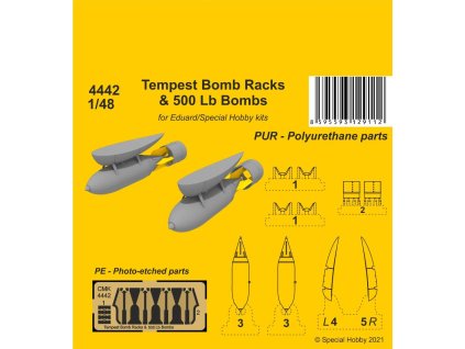 1/48 Tempest Bomb Racks & 500 Lb Bombs