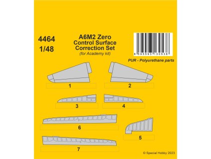 27293 1 48 a6m2 zero control surface correction set for academy kit