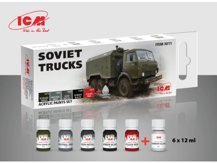 ICM Soviet trucks - acrylic paint set 
6 bottles х 12 ml