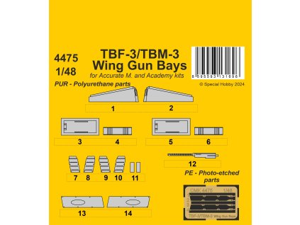 1/48 TBF-3/TBM-3 Wing Gun Bays / for Accurate/Academy kits