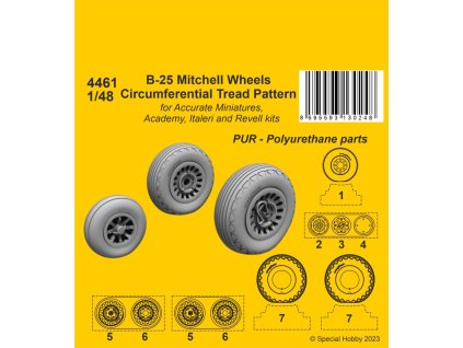 1/48 B-25 Mitchell Wheels/Circumferential Tread Pattern