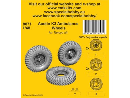 1/48 Austin K2 Ambulance wheels / for Tamiya kit