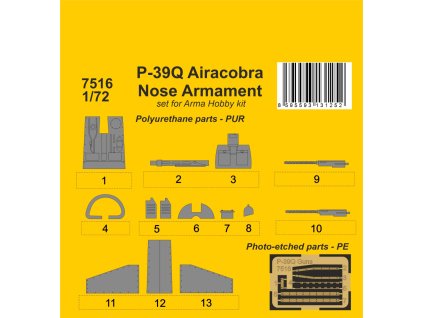 P-39Q Airacobra Nose Armament 1/72 / for Arma Hobby kit