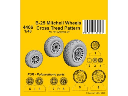 1/48 B-25 Mitchell Wheels/ Cross Tread Pattern / for HK kit