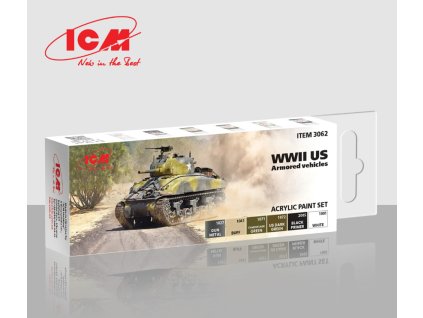 31265 icm wwii us armored vehicles acrylic paint set 6 bottles kh 12 ml