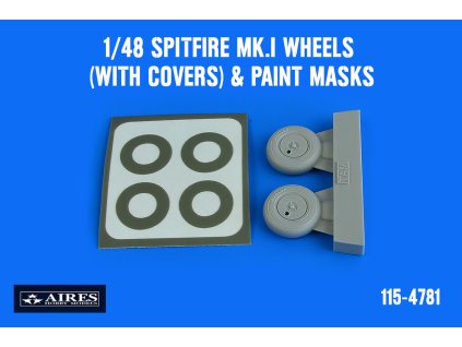 1/48 Spitfire Mk.I wheels (with covers) & paint masks for TAMIYA kit