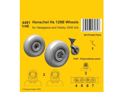 1/48 Henschel Hs 129B Wheels / for Hasegawa and Hobby 2000 kits