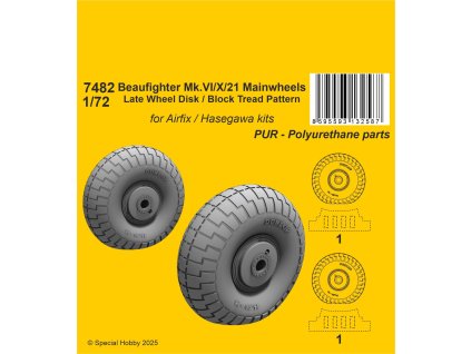 1/72 Beaufighter Mk.VI/X/21 Mainwheels - Late Wheel Disk / Block Tread Pattern