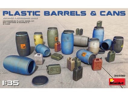 3695 1 35 plastic barrels cans miniart