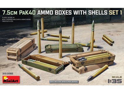 1/35 7.5cm PaK40 Ammo Boxes w/Shells Set 1 - Miniart