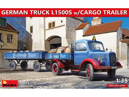 38030 1 35 german truck l1500s w cargo trailer miniart